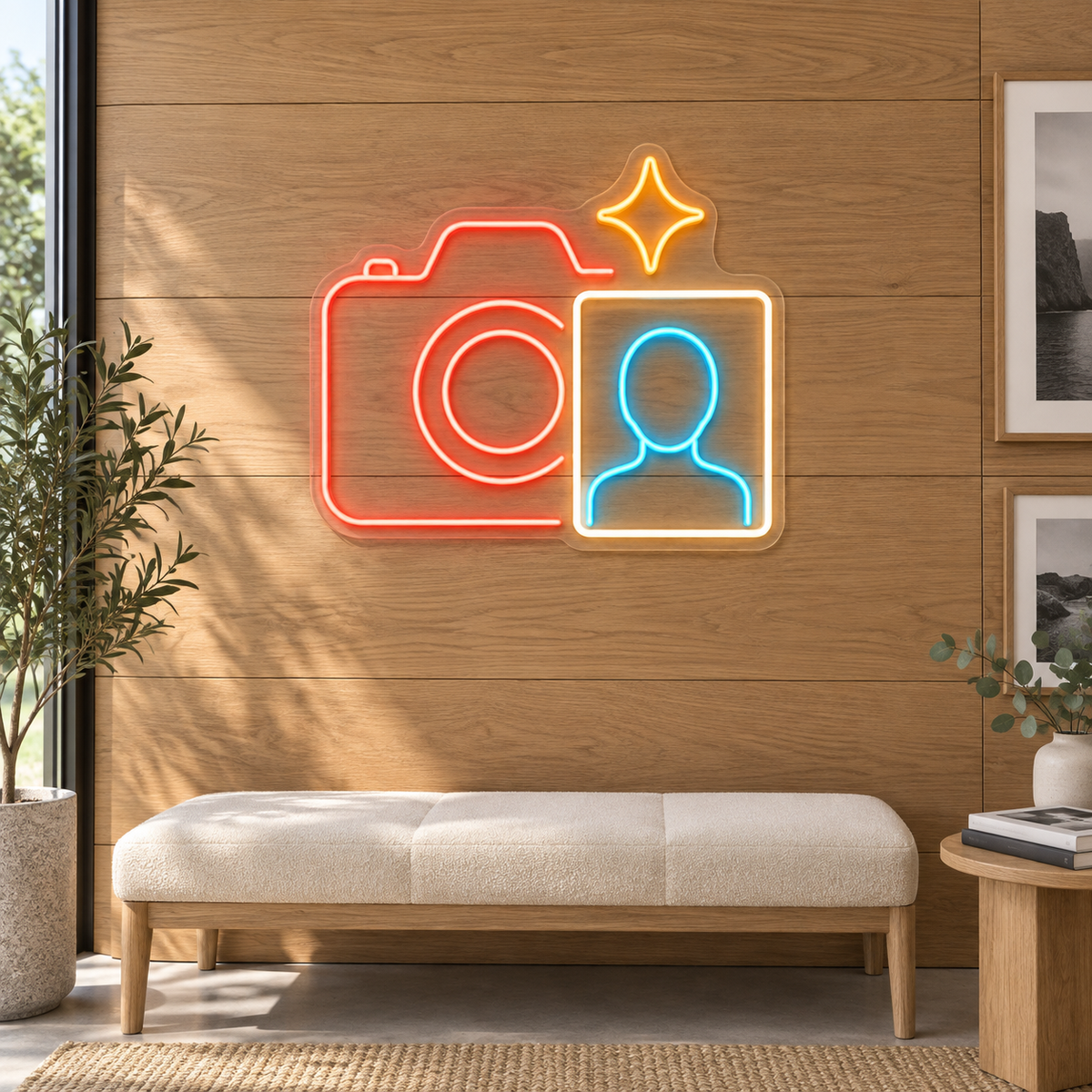 Camera & Portrait LED Neon Sign for Passport Photo Shops - interior setting
