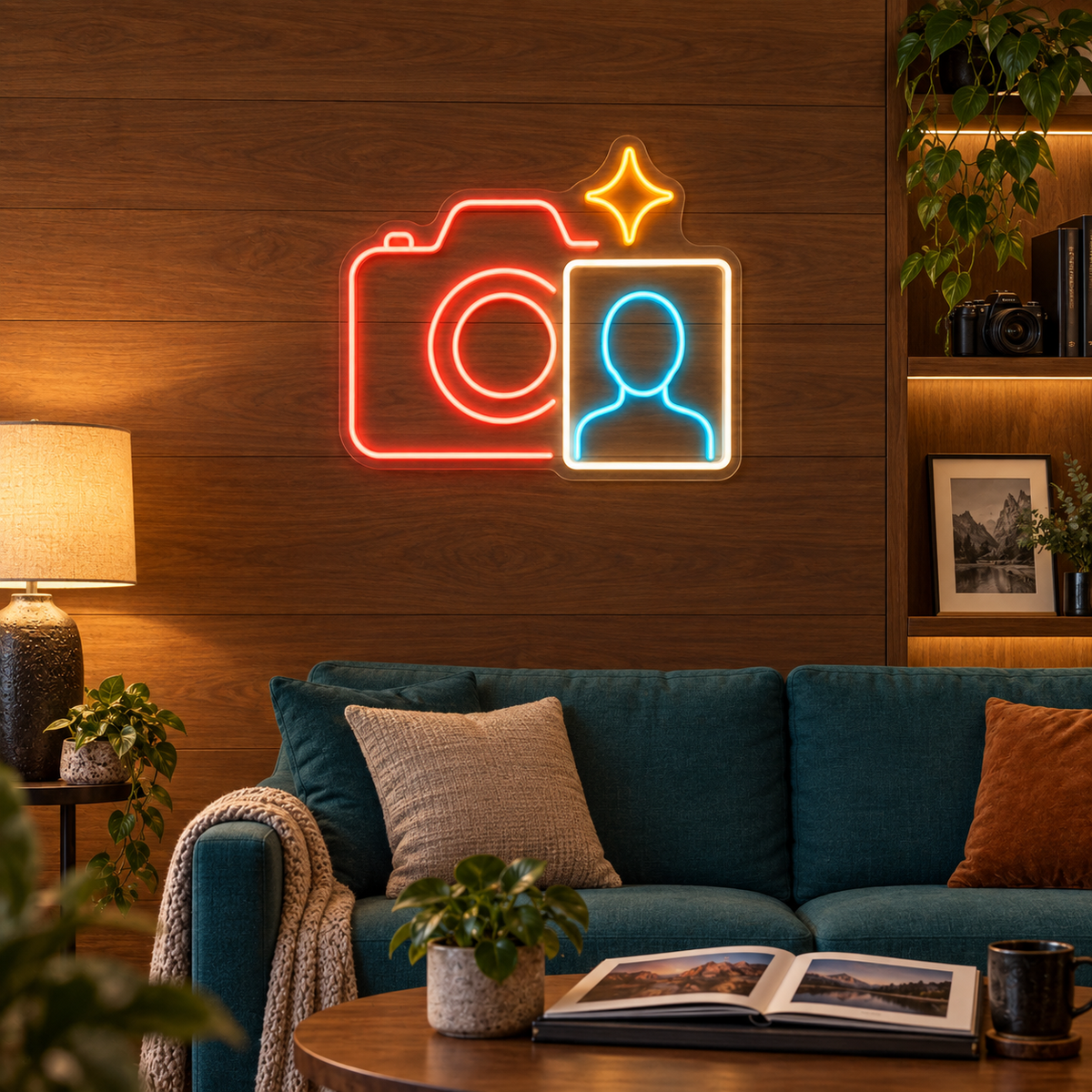 Camera & Portrait LED Neon Sign for Passport Photo Shops - interior setting