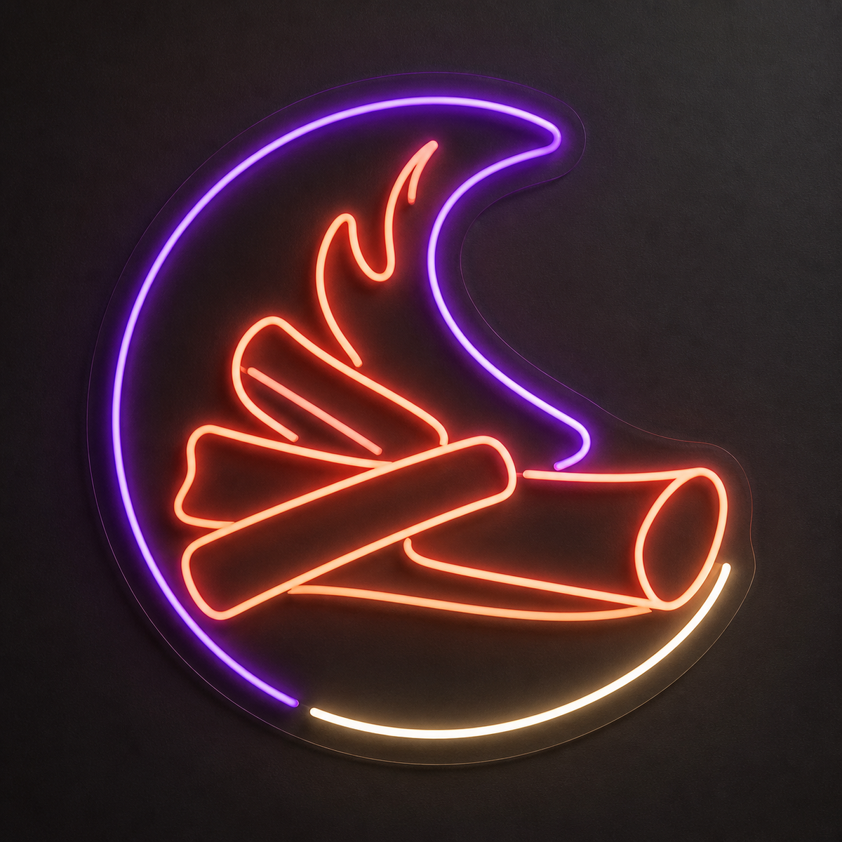 Campfire and Logs LED Neon Sign for Fireside Spaces - design reference
