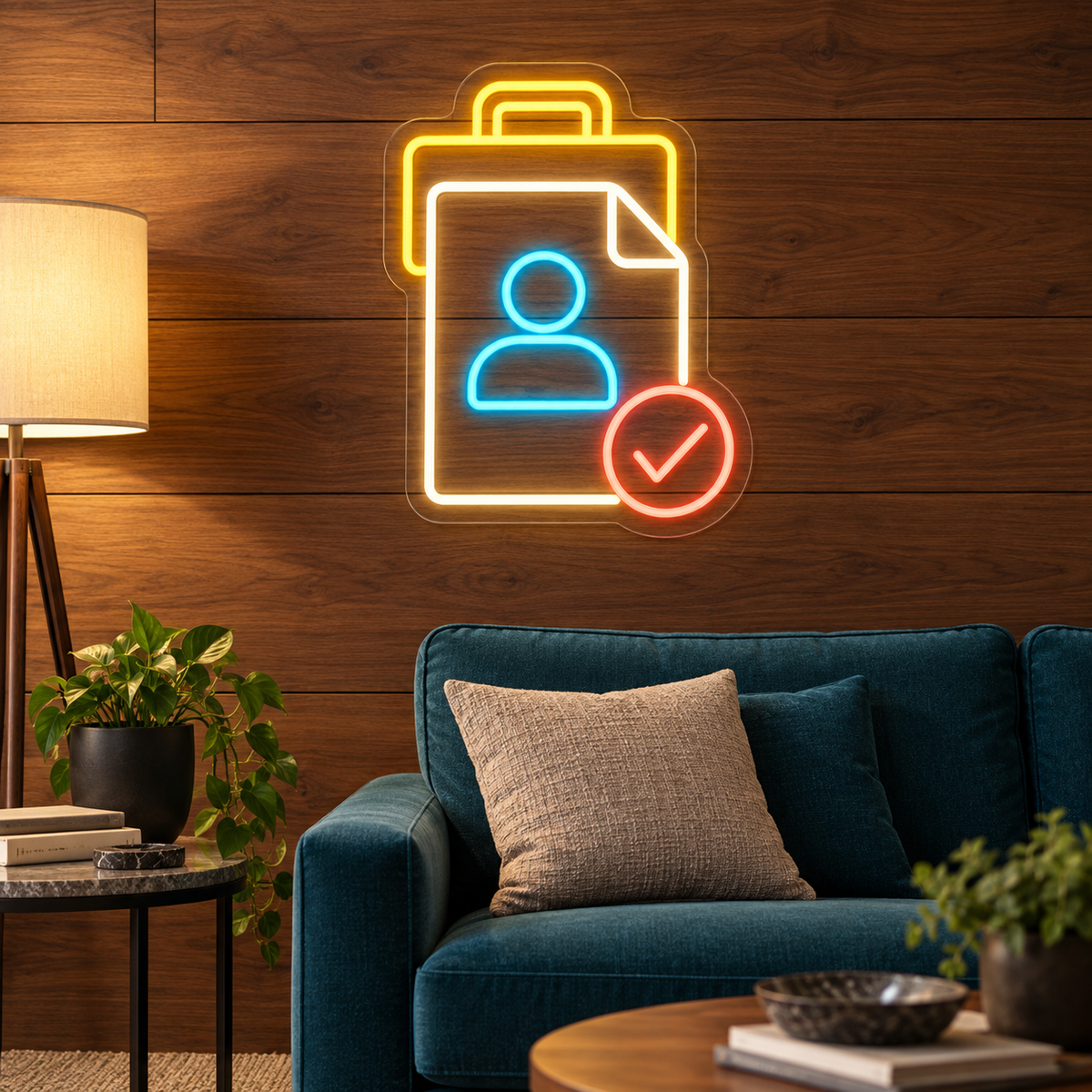 Candidate Profile & Briefcase LED Neon Sign for Employment Agencies - interior setting
