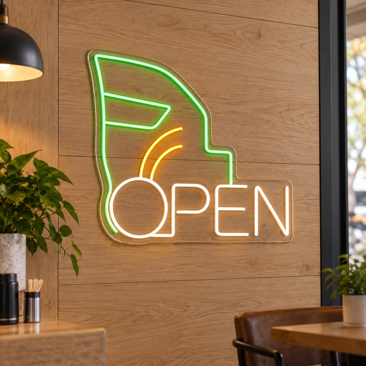 Car Audio OPEN LED Neon Sign for Car Audio Shops - interior setting