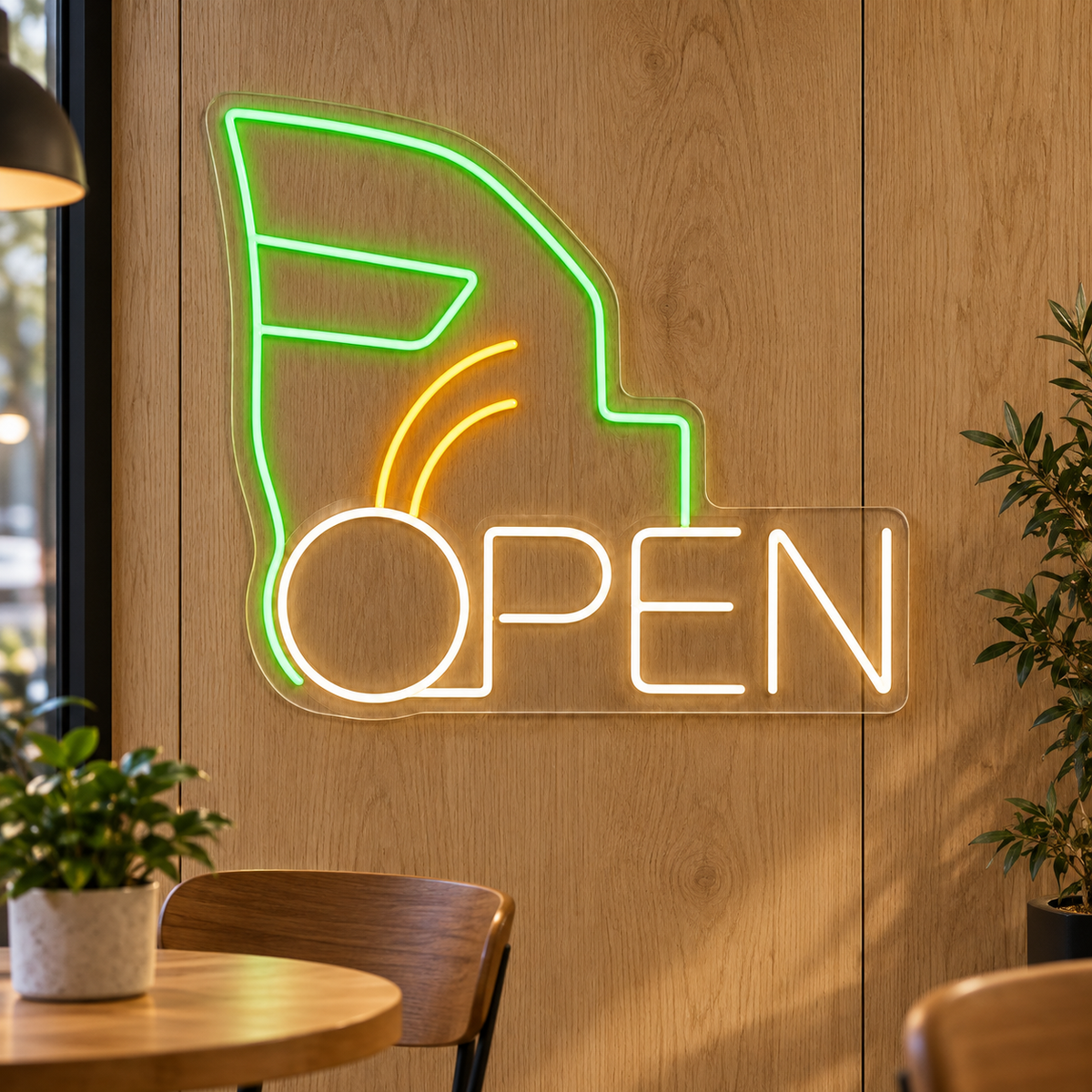 Car Audio OPEN LED Neon Sign for Car Audio Shops - interior setting