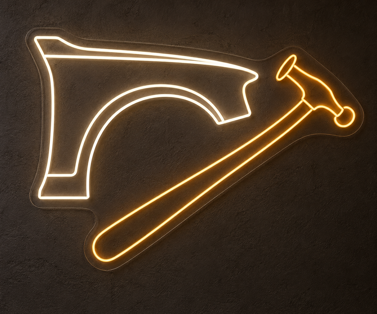Car Fender and Bodywork Hammer LED Neon Sign for Bodywork Shops - design reference