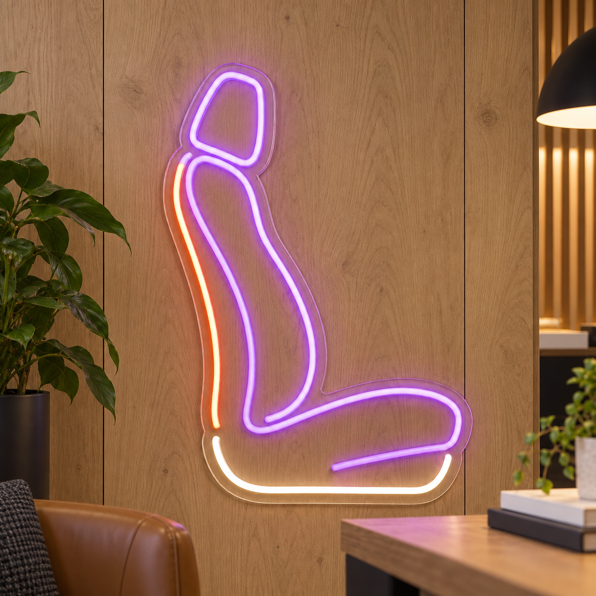 Car Seat Profile LED Neon Sign for Upholstery Studios - interior setting
