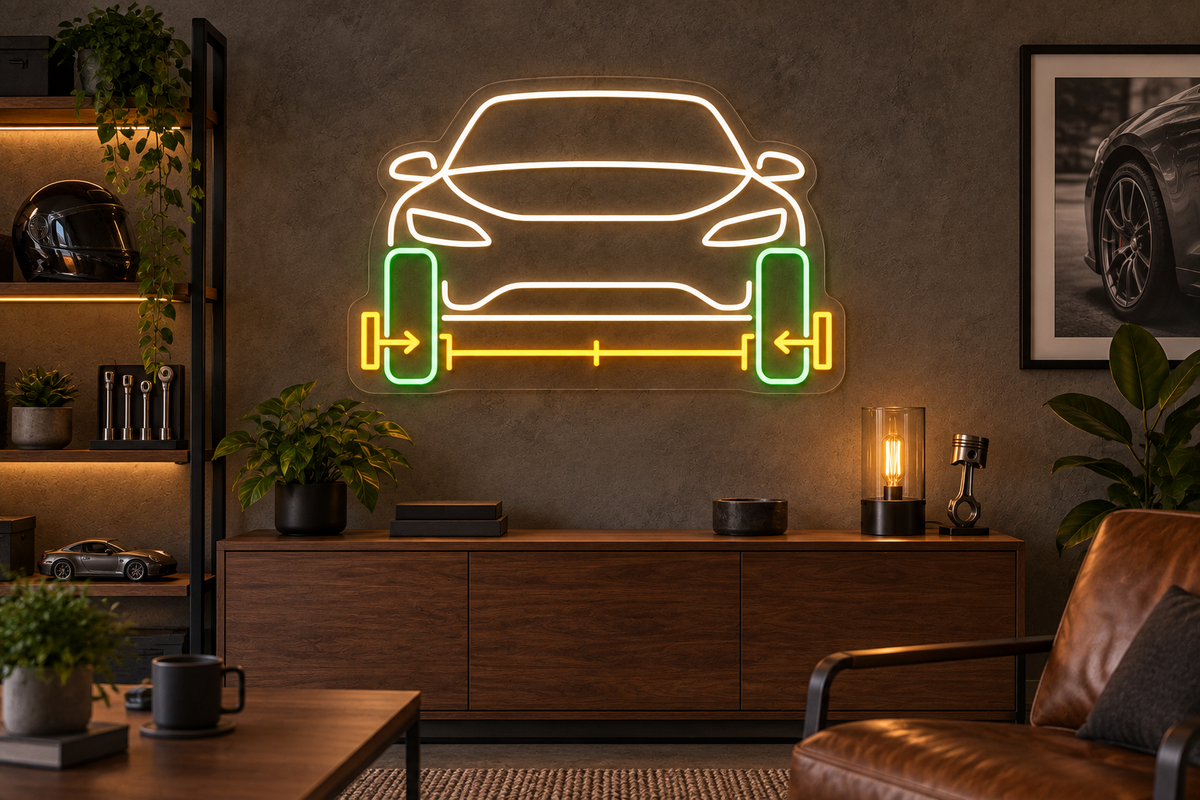 Car Wheel Alignment LED Neon Sign for Alignment Shops - interior setting