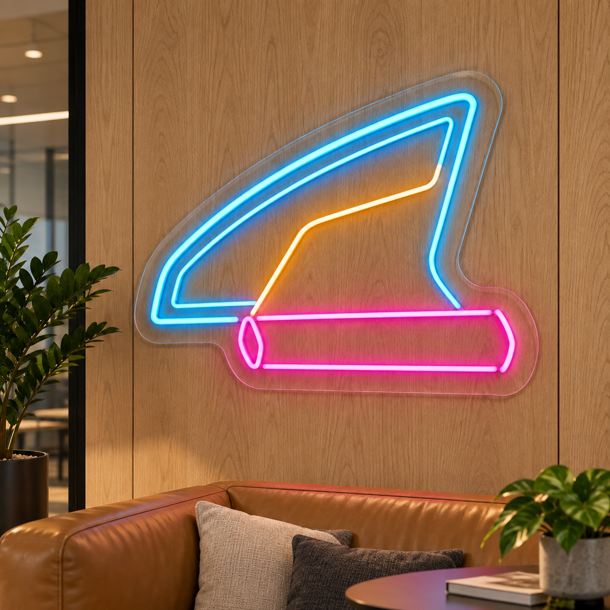 Car Window and Tint Film Roll LED Neon Sign for Tint Shops - interior setting