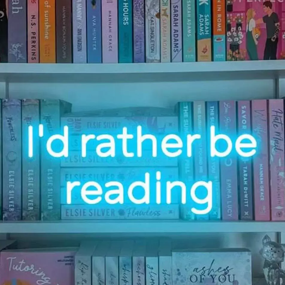 Id Rather Be Reading LED Neon Sign Book Lover Quote Wall Decor Light for Bedroom Library