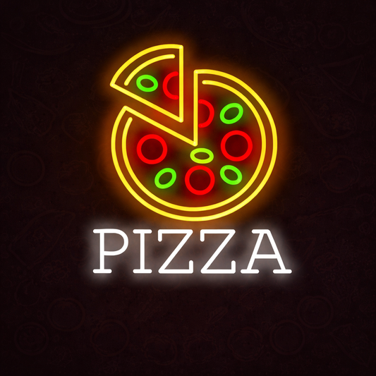 Pizza Slice & Whole Pie LED Neon Sign for Pizzeria, Restaurant & Kitchen Decor