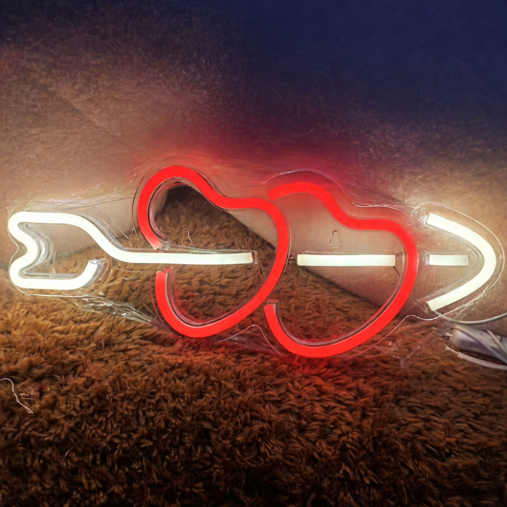 Cupid Arrow Heart LED Neon Sign Love Romantic Neon Light Decor