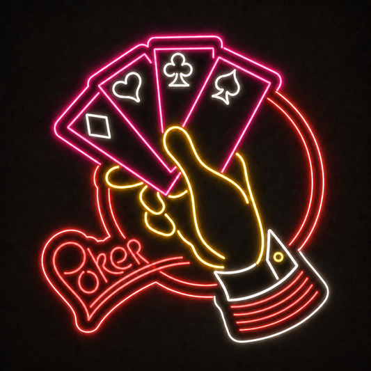 Poker LED Neon Sign Red Blue Playing Cards Neon Light Wall Decor for Game Room Bar