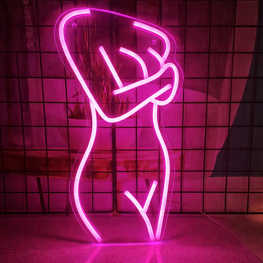 Sexy Body Outline LED Neon Sign Pink Silhouette Neon Light for Bedroom Wall Decor