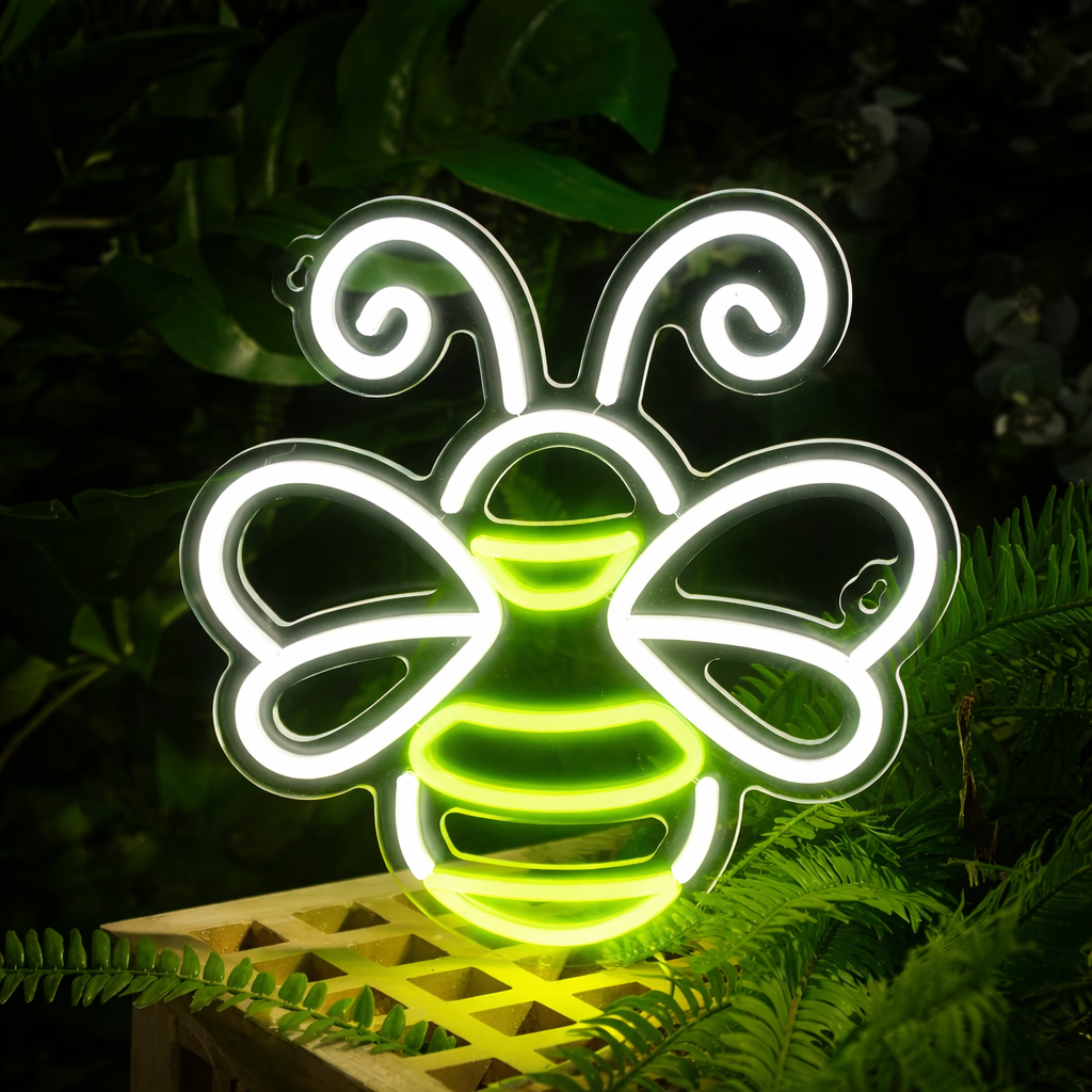 Cute Bee LED Neon Sign for Kids Room, Nursery & Garden Decor