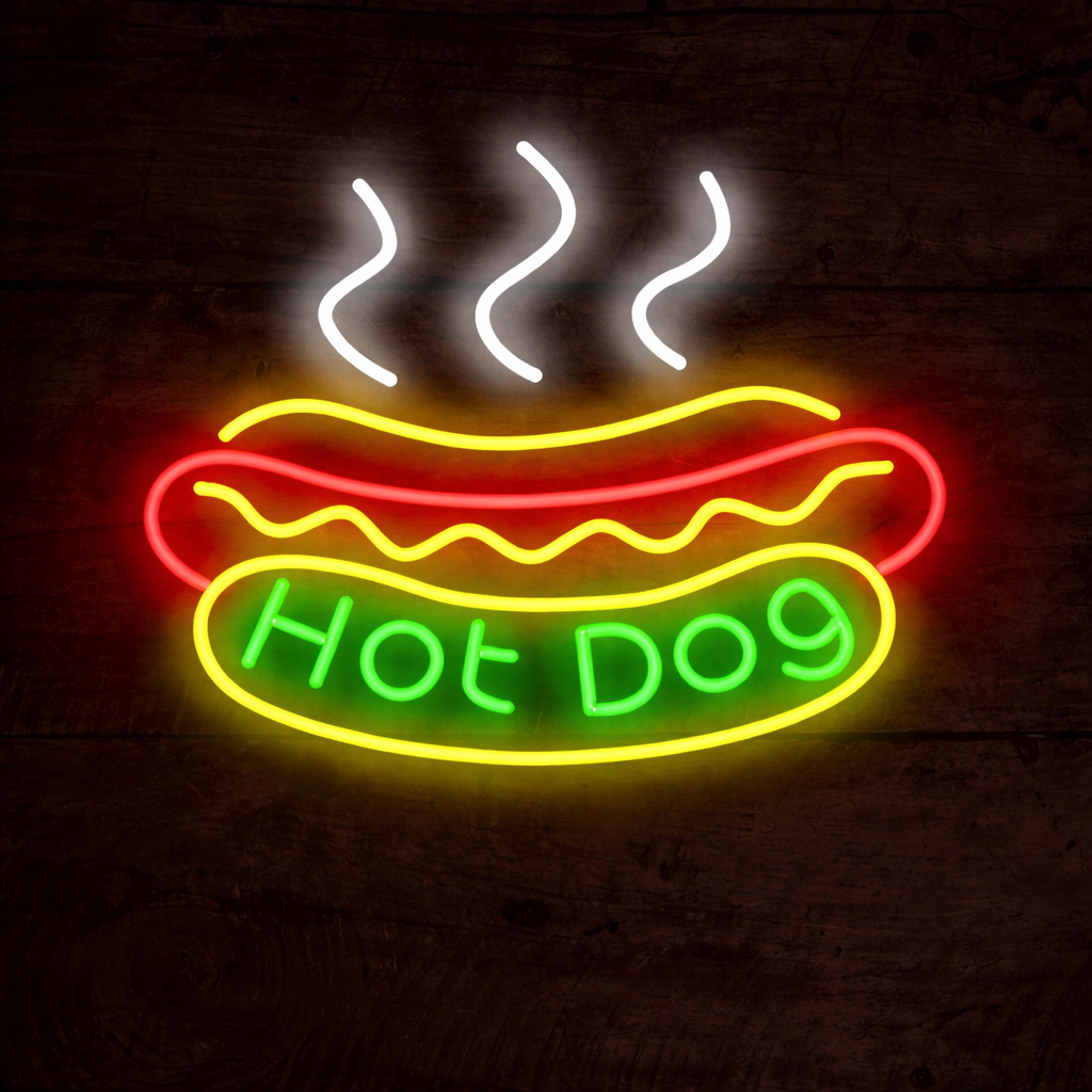 Hot Dog LED Neon Sign for Restaurant, Street Food Stand & Bar Decor
