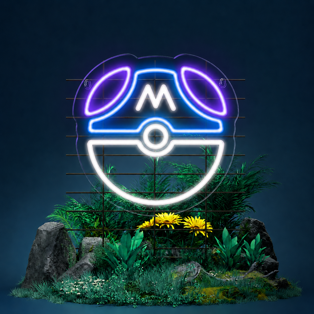 Master Ball LED Neon Sign Game Style Blue Pink Neon Light Wall Decor for Bedroom Gaming Room