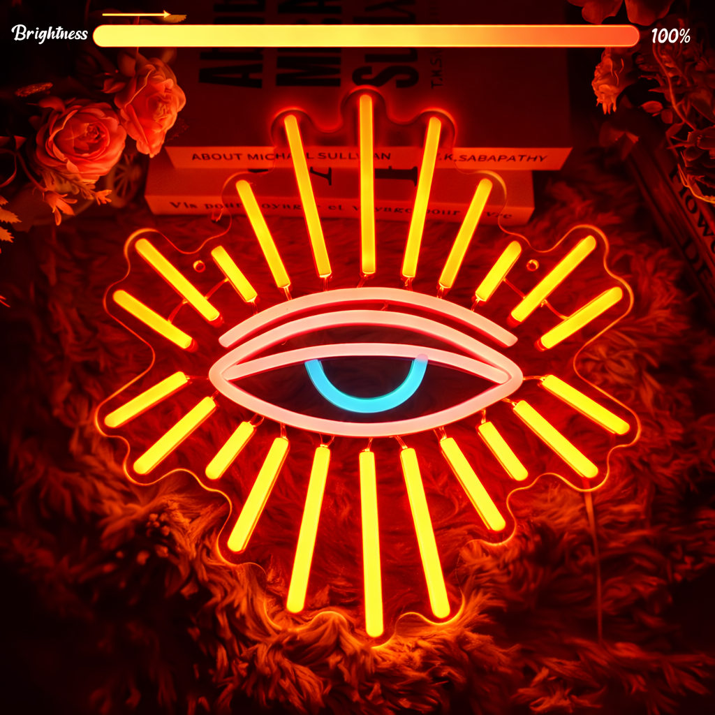 Mystic Eye LED Neon Sign with Dimmable Brightness for Aesthetic Room Decor