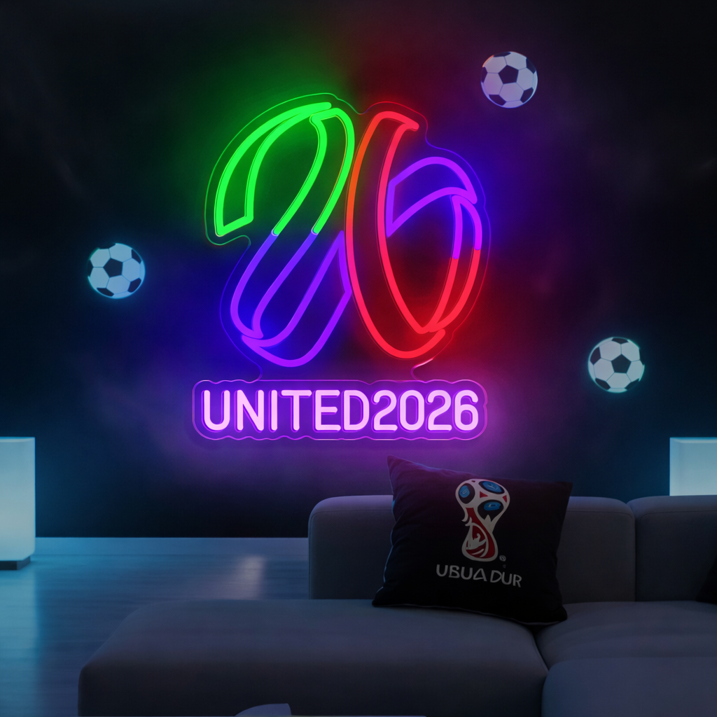 United 2026 Football LED Neon Sign for Game Room Sports Wall Decor Light