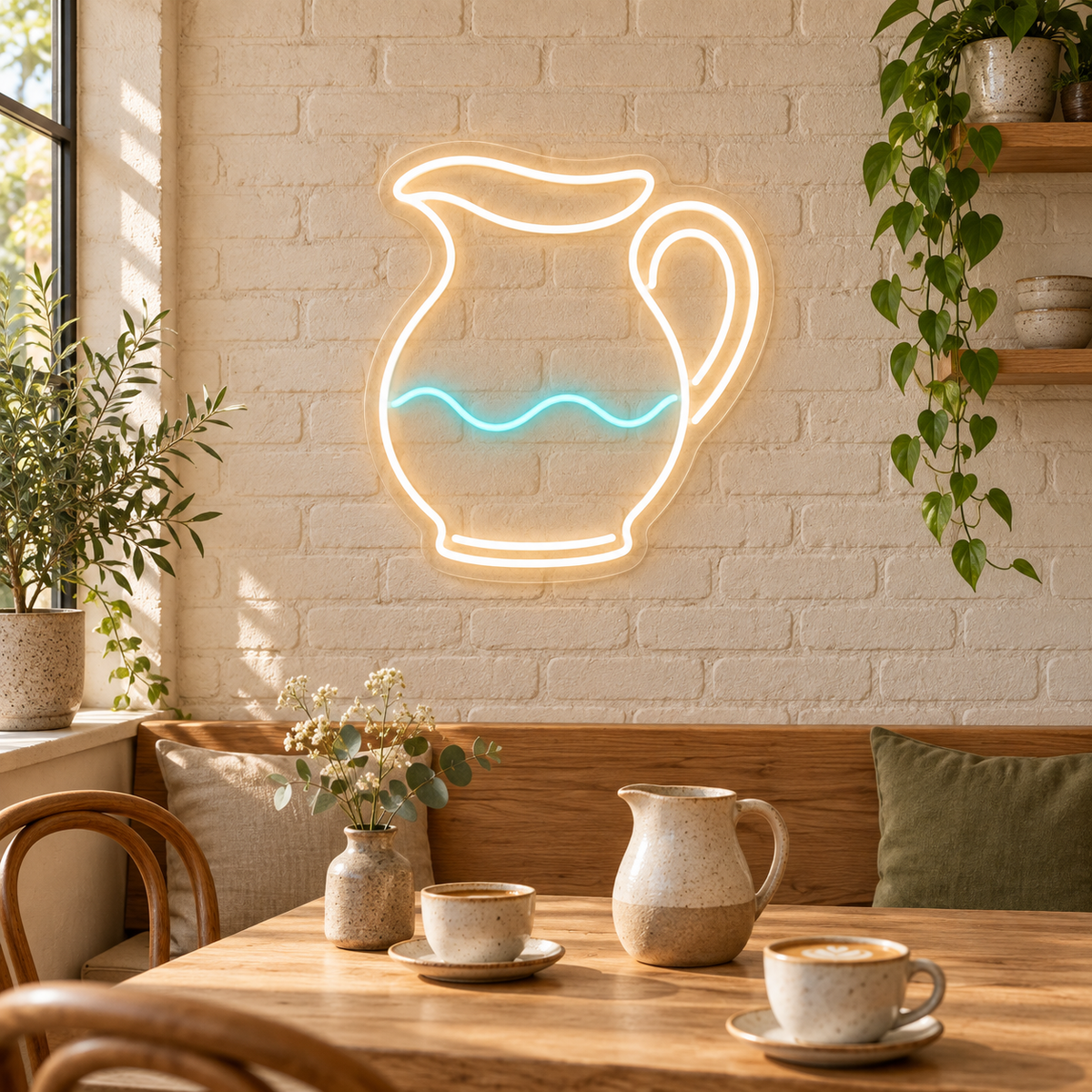 Pottery Pitcher LED Neon Sign for Pottery Studios - interior setting