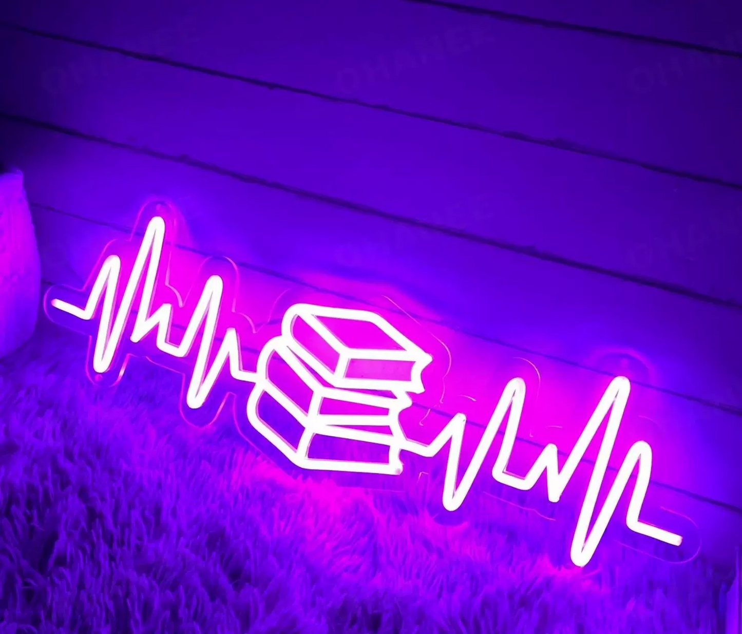 Reading Heartbeat LED Neon Sign Book Lover Wall Decor Light for Bedroom Study Room Library
