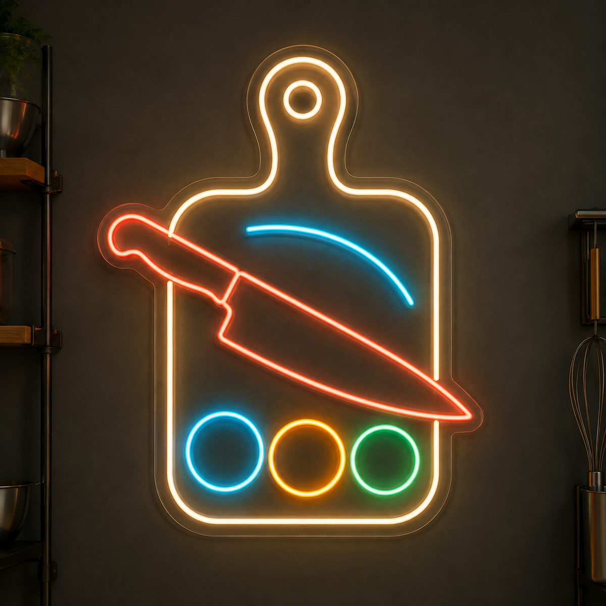 Chef Knife & Cutting Board LED Neon Sign for Culinary Schools - design reference