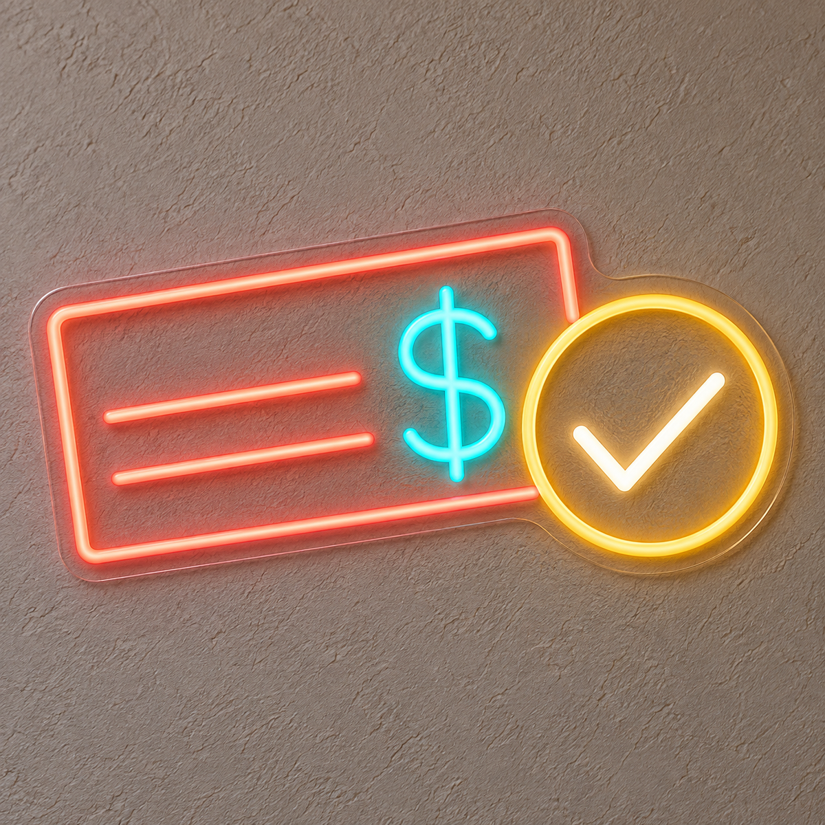Cheque & Dollar LED Neon Sign for Check Cashing Shops - design reference