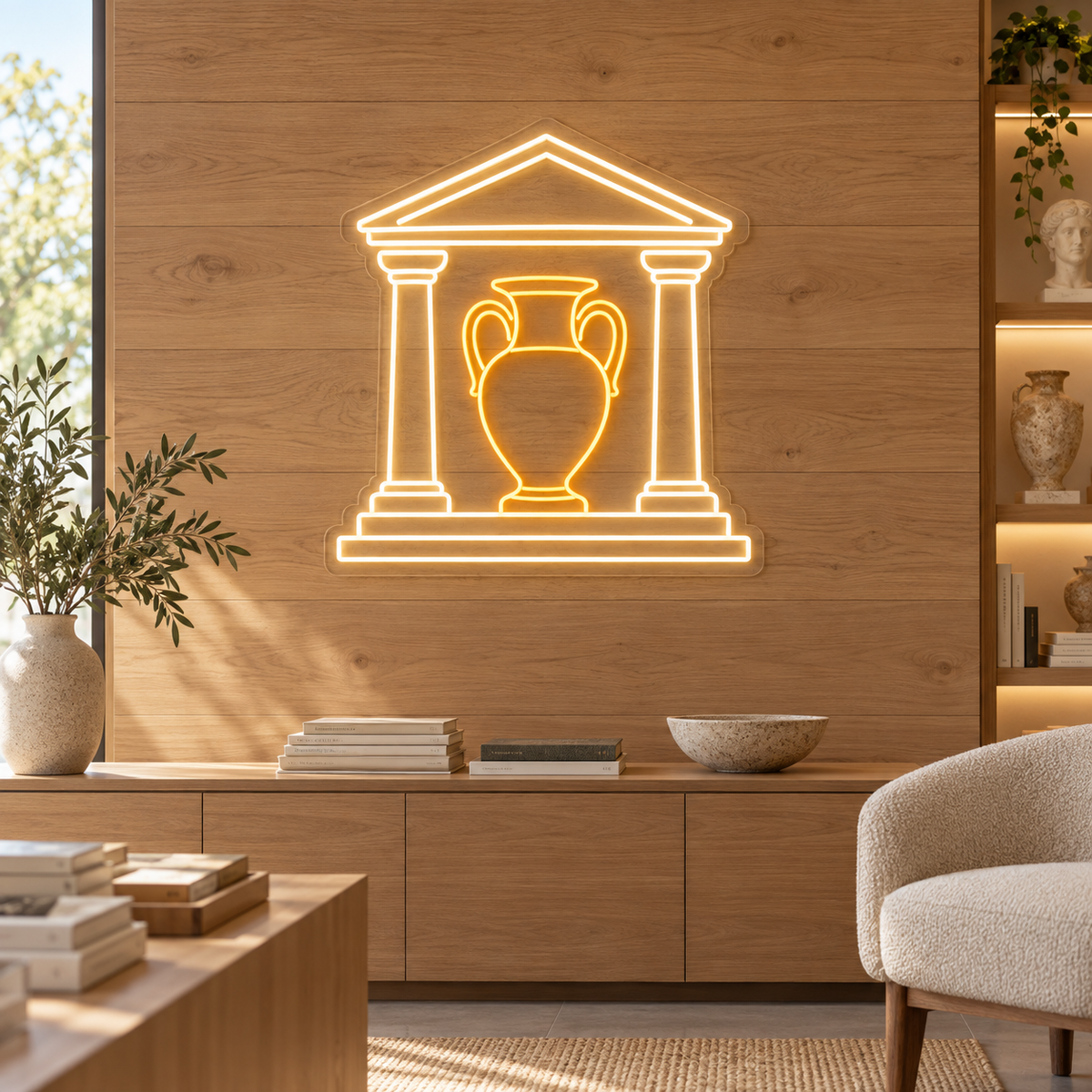 Temple & Amphora LED Neon Sign for Museums - interior setting
