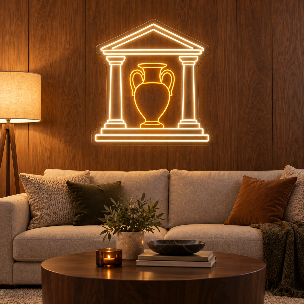Temple & Amphora LED Neon Sign for Museums - interior setting