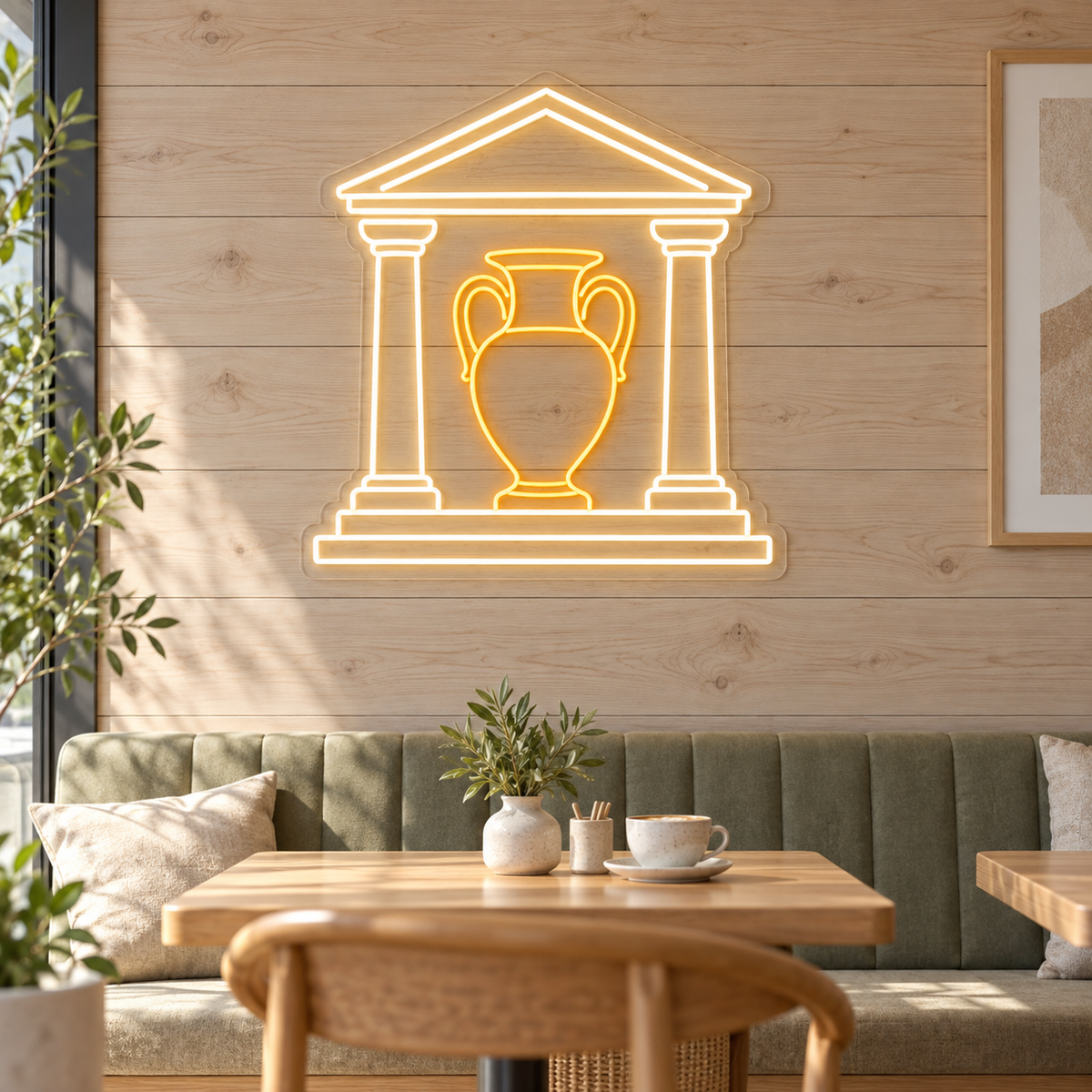 Temple & Amphora LED Neon Sign for Museums - interior setting