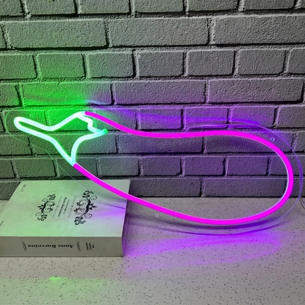 Eggplant LED Neon Sign Purple Vegetable Neon Light for Kitchen Bar Restaurant Wall Decor