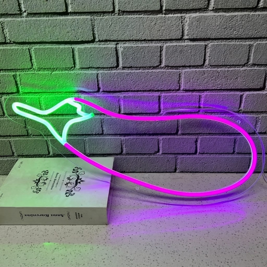 Eggplant LED Neon Sign Purple Vegetable Neon Light for Kitchen Bar Restaurant Wall Decor