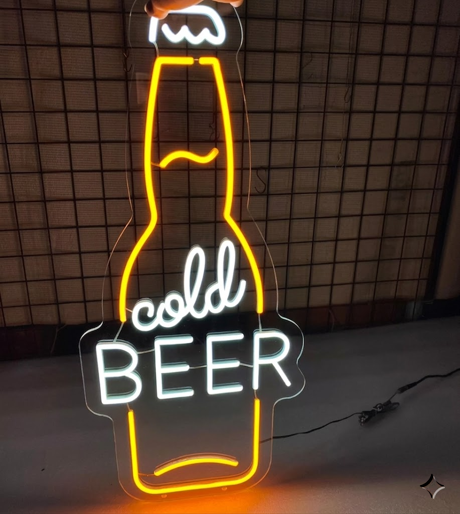 Cold Beer Neon Sign LED Beer Bottle Light for Bar Home Decor