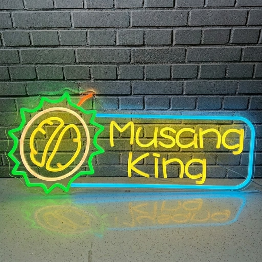 Personalized Musang King Durian LED Neon Sign Tropical Fruit Custom Hanging Neon Sign for Bar Shop Restaurant