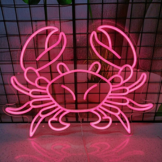 Cute Crab LED Neon Sign for Beach Room Coastal Wall Decor