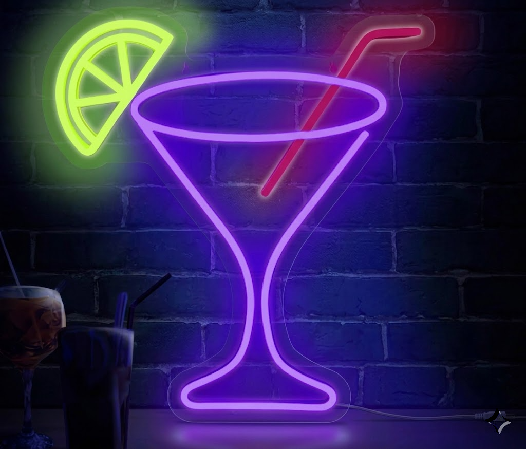 Martini Glass Cocktail LED Neon Sign for Bar Wall Decor
