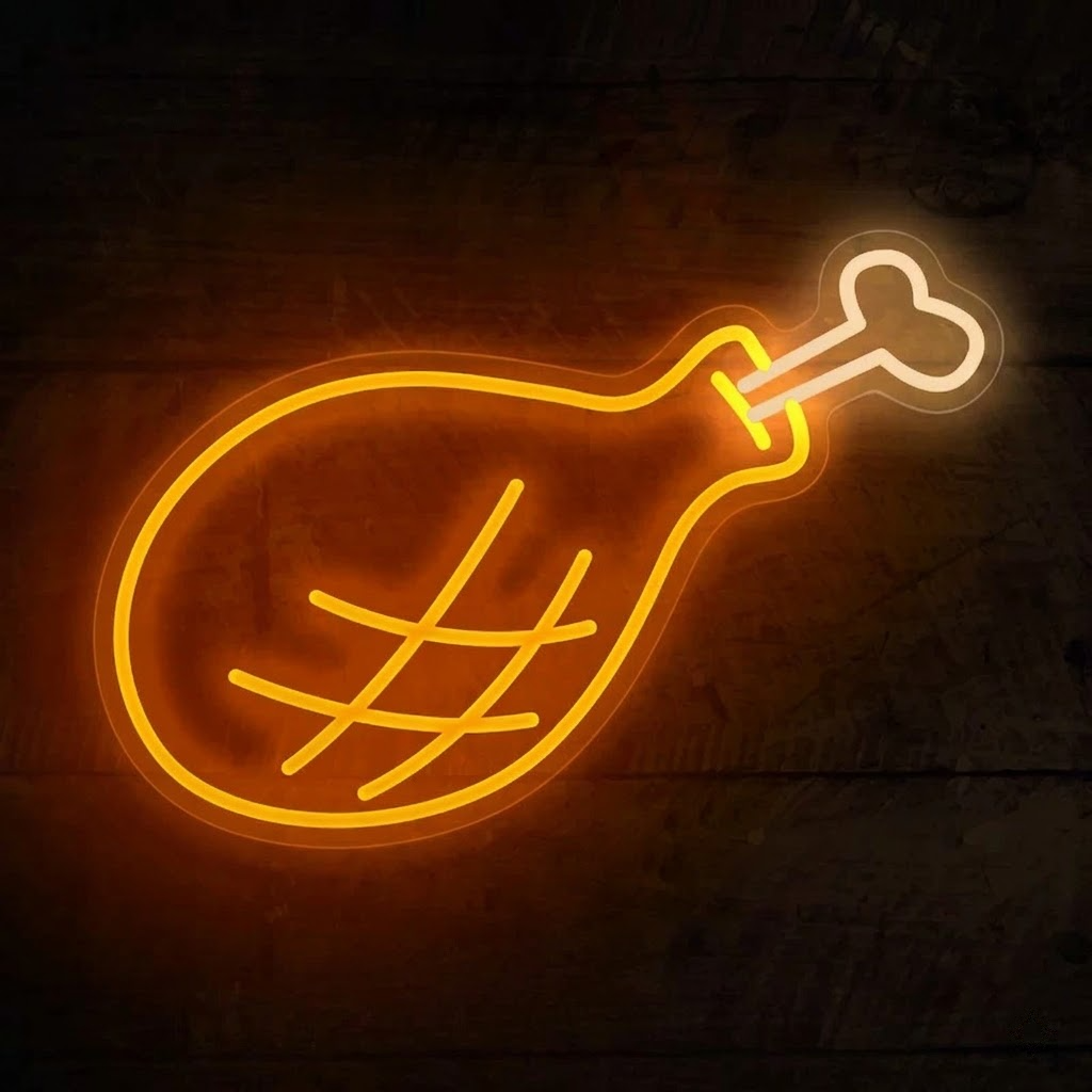 Grilled Chicken Drumstick LED Neon Sign for BBQ Restaurant and Kitchen Decor