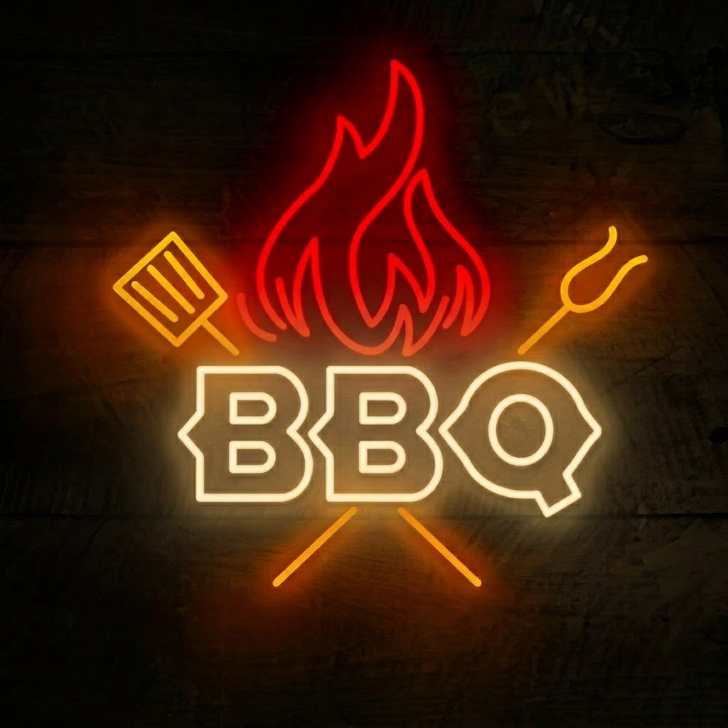 BBQ Flame LED Neon Sign for Barbecue Restaurant Grill Bar and Outdoor Kitchen