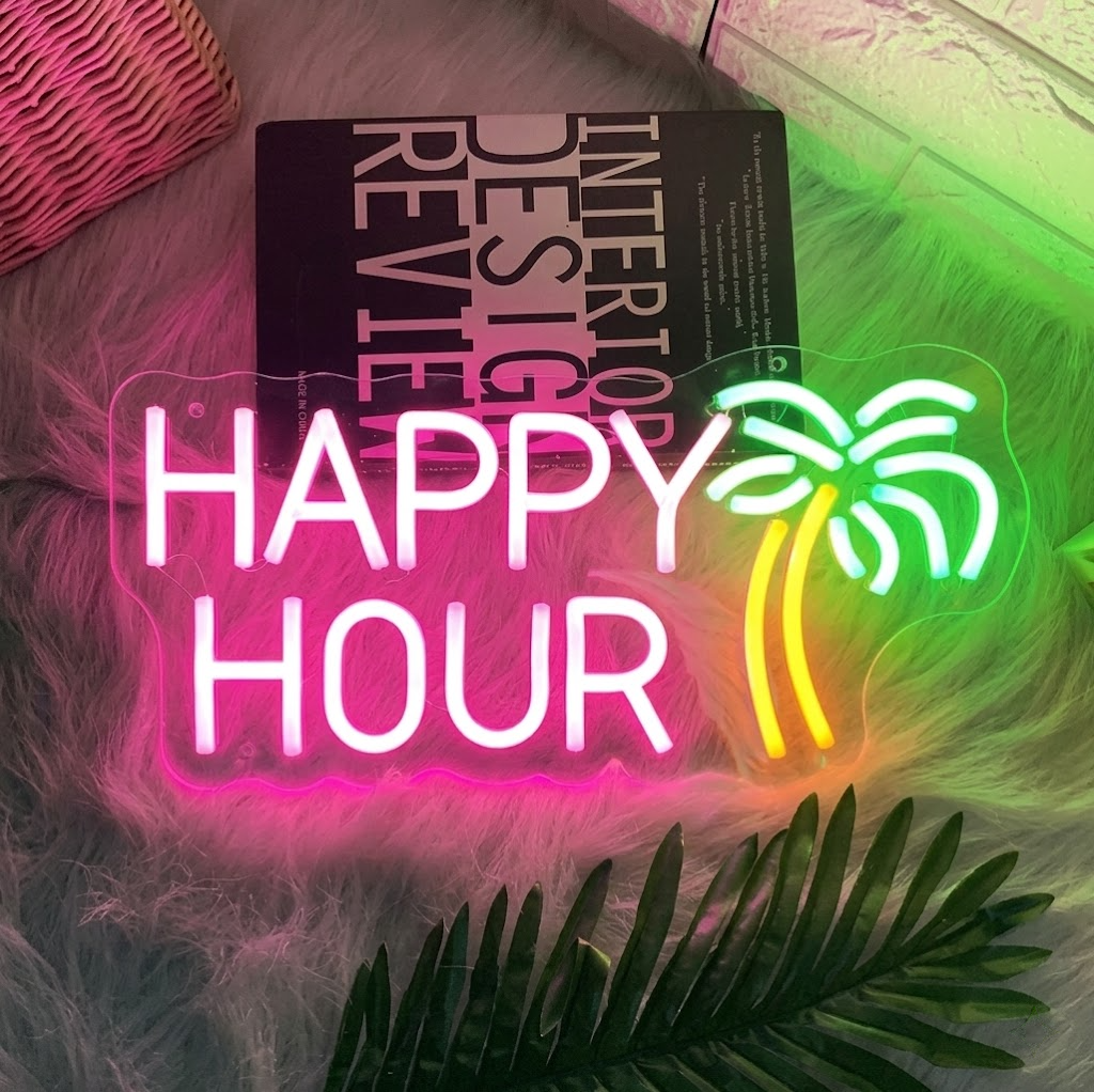 Happy Hour Neon Sign LED Bar Light for Home Pub Party Wall Decor
