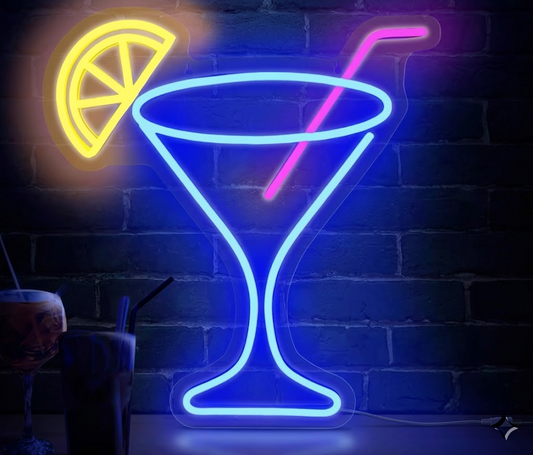 Martini Glass Cocktail LED Neon Sign for Bar Wall Decor