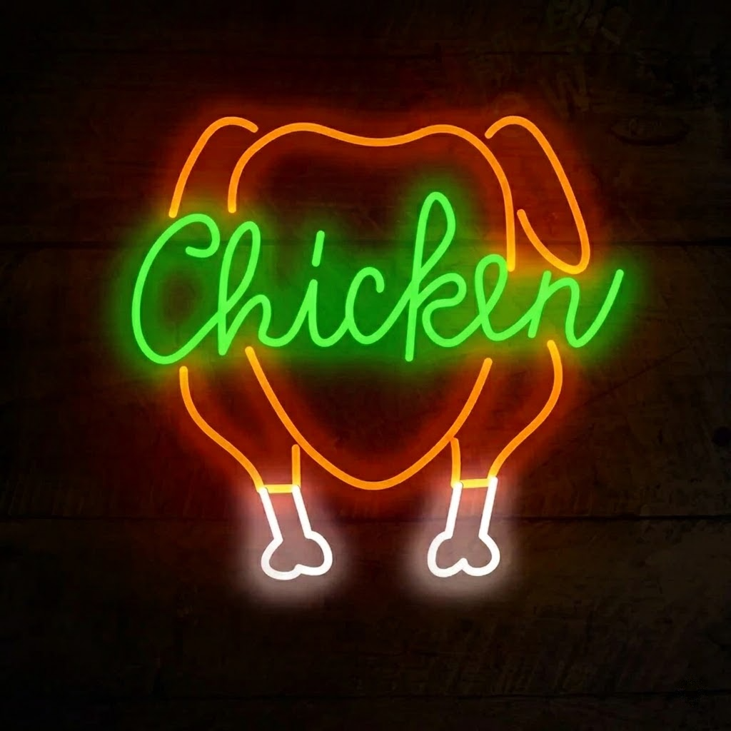 Chicken Script Outline LED Neon Sign for Restaurant and Takeaway Display