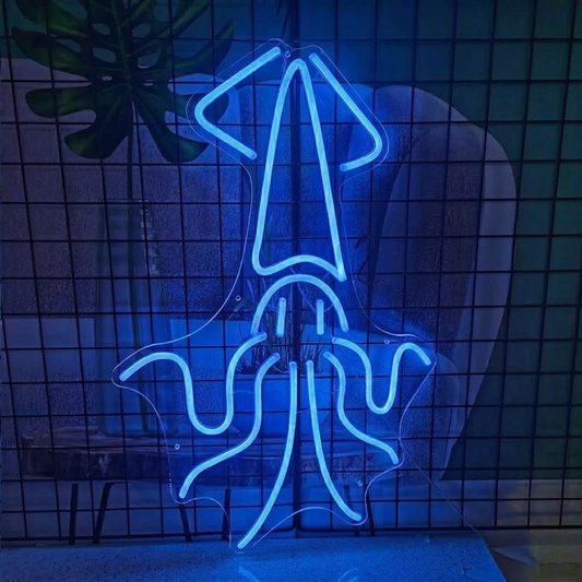Yellow Squid LED Neon Sign for Ocean Theme Room Wall Decor
