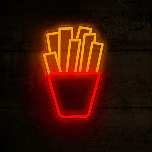French Fries LED Neon Sign for Fast Food Shop, Kitchen & Snack Bar Decor
