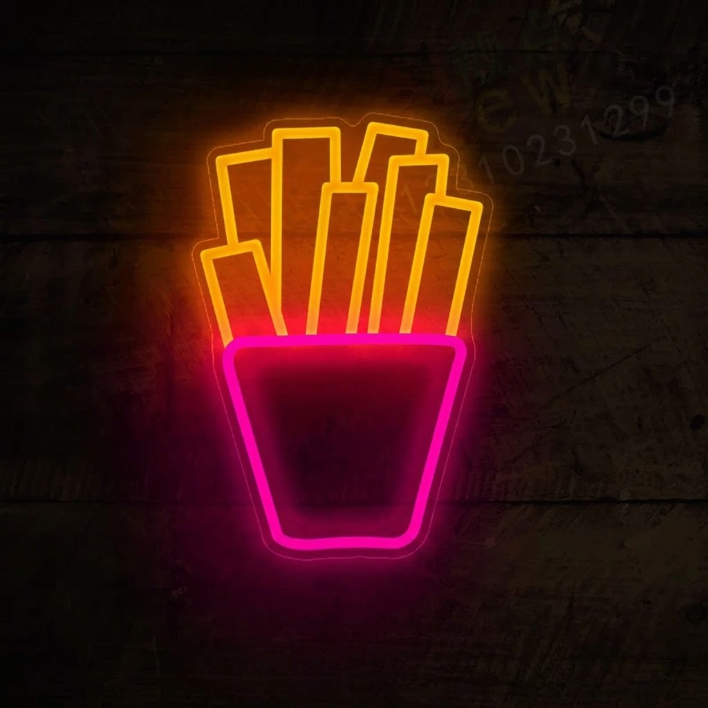 French Fries LED Neon Sign for Fast Food Shop, Kitchen & Snack Bar Decor