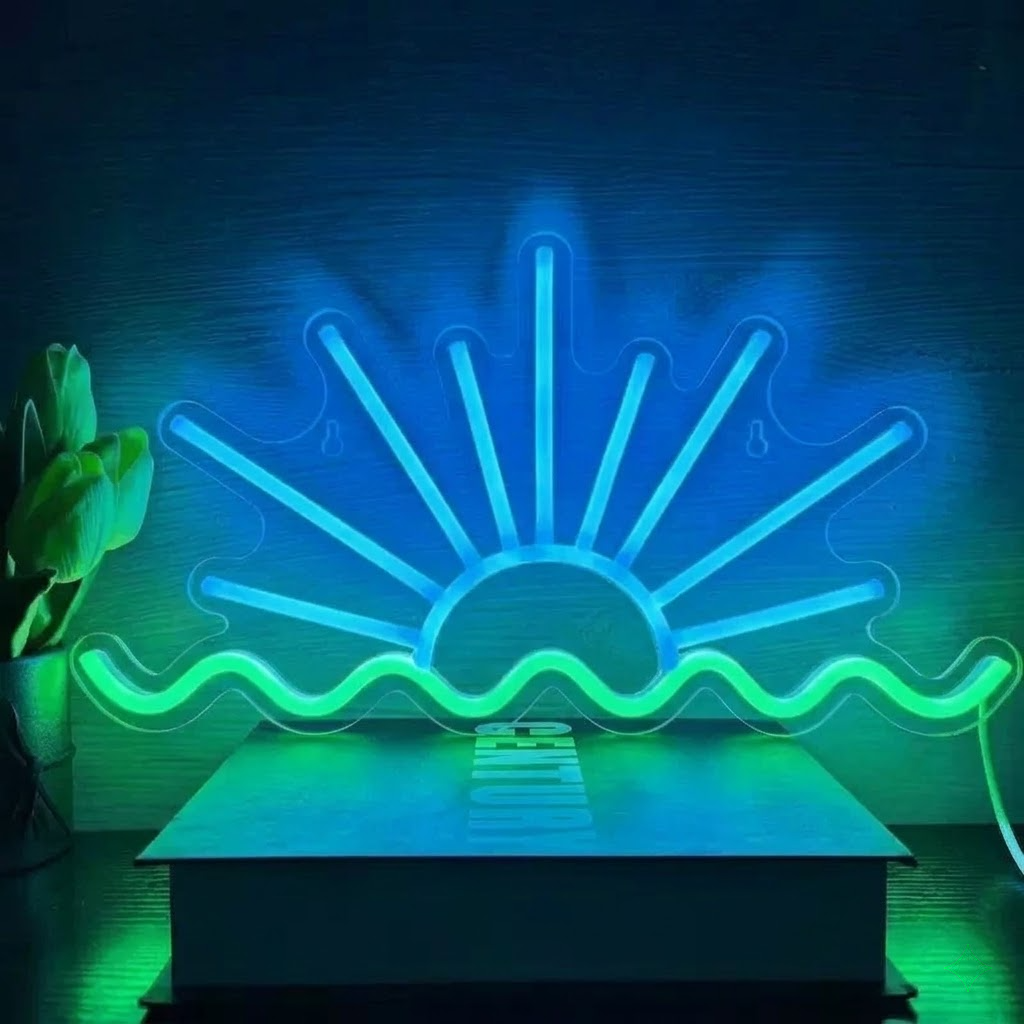 Sunrise LED Neon Sign Ocean Wave Neon Light for Room Beach Bar Decor