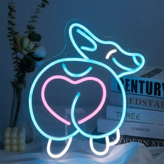 Funny Corgi Butt LED Neon Sign Cute Dog Neon Light for Bedroom and Pet Lover Decor