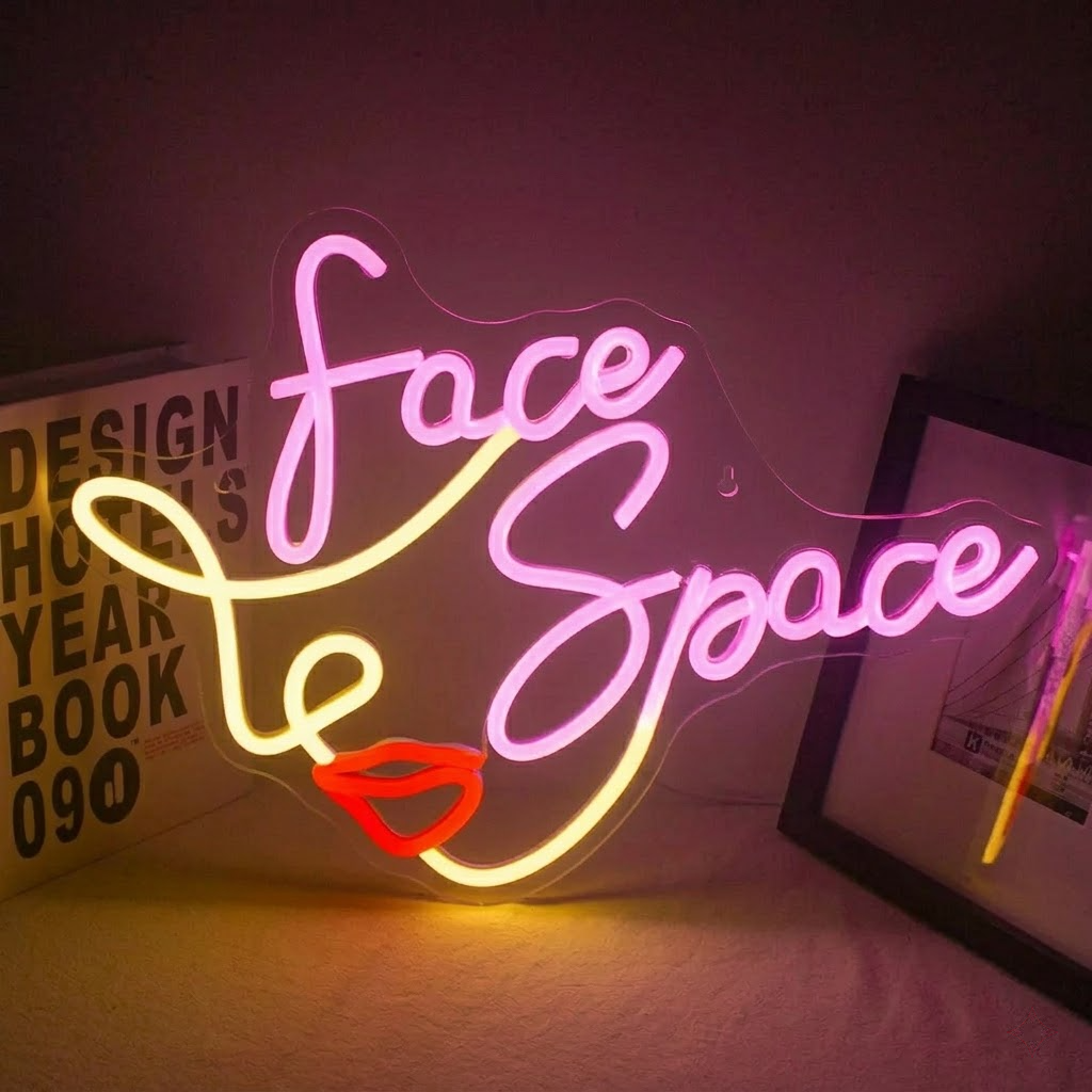 Face Space LED Neon Sign Abstract Woman Line Art Light for Beauty Salon Bedroom Decor
