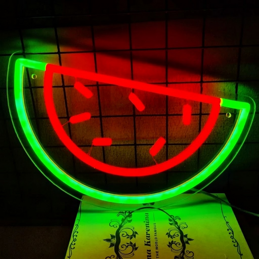Watermelon Slice LED Neon Sign Red and Green Fruit Neon Light for Bar Kitchen Wall Decor