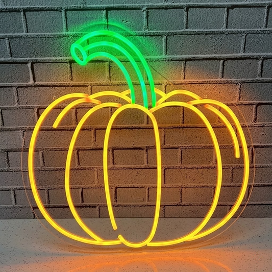 Pumpkin LED Neon Sign Yellow Halloween Neon Light for Fall Decor Bar Wall Decor