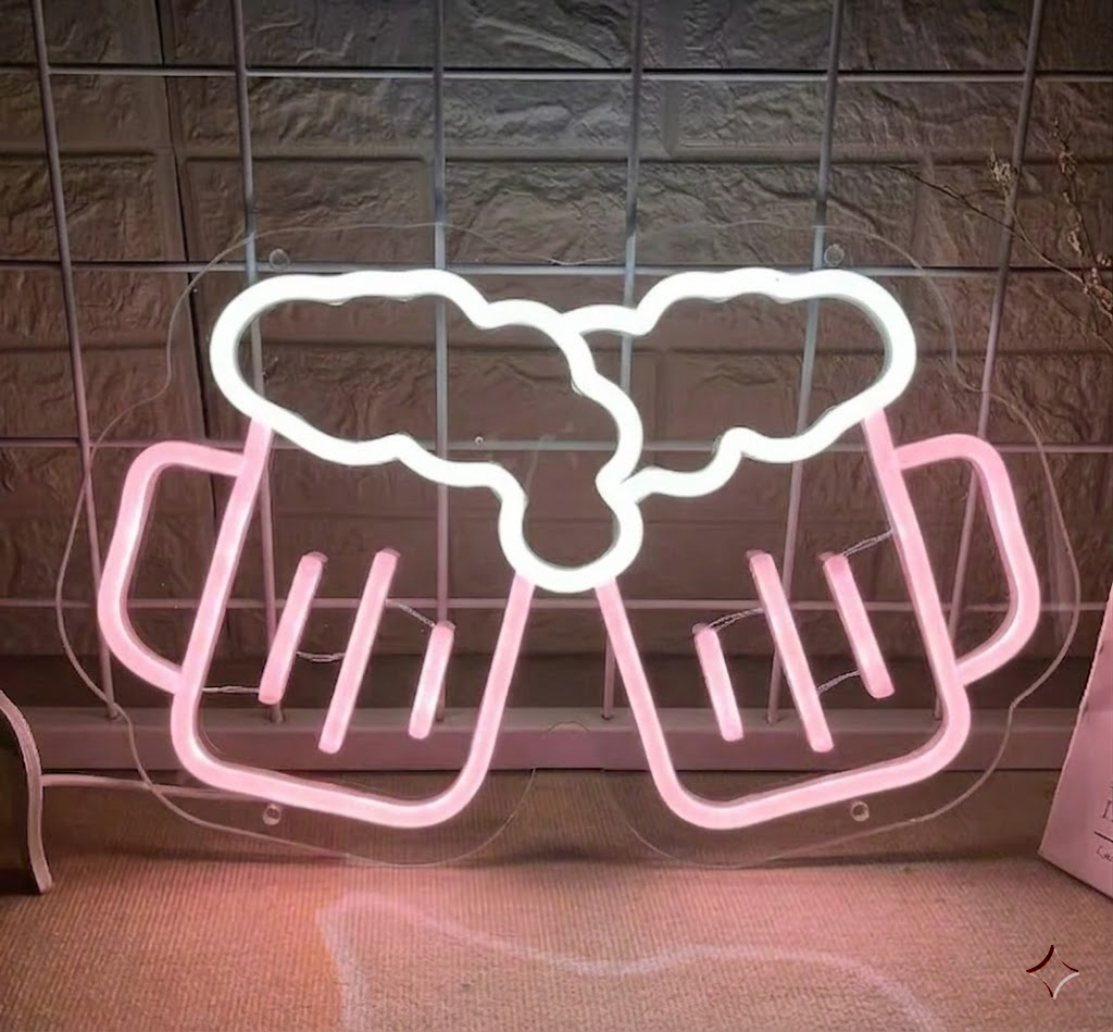 Clinking Beer Mugs Neon Sign LED Bar Light for Home Pub Decor