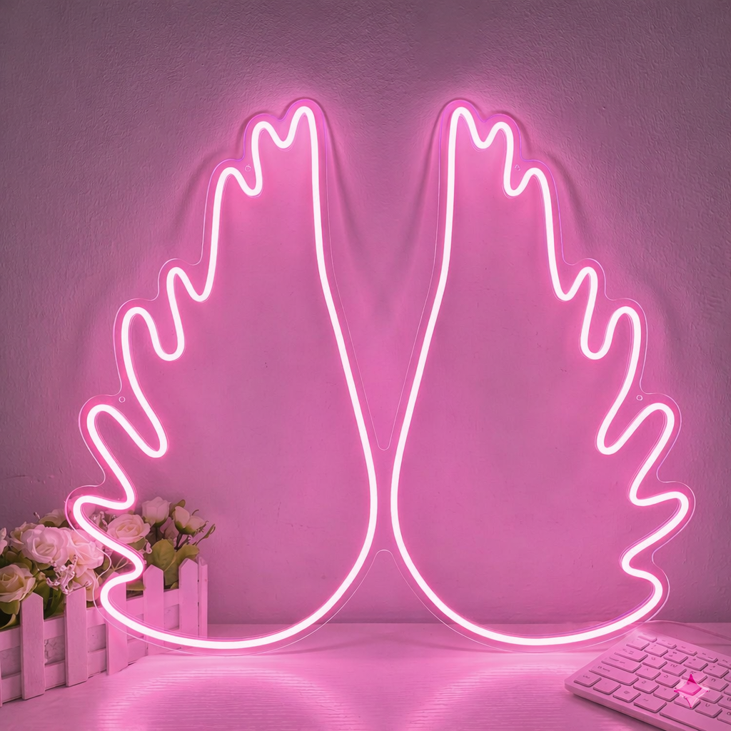 Angel Wings LED Neon Sign White Wings Neon Light for Wedding Salon Photo Wall Decor