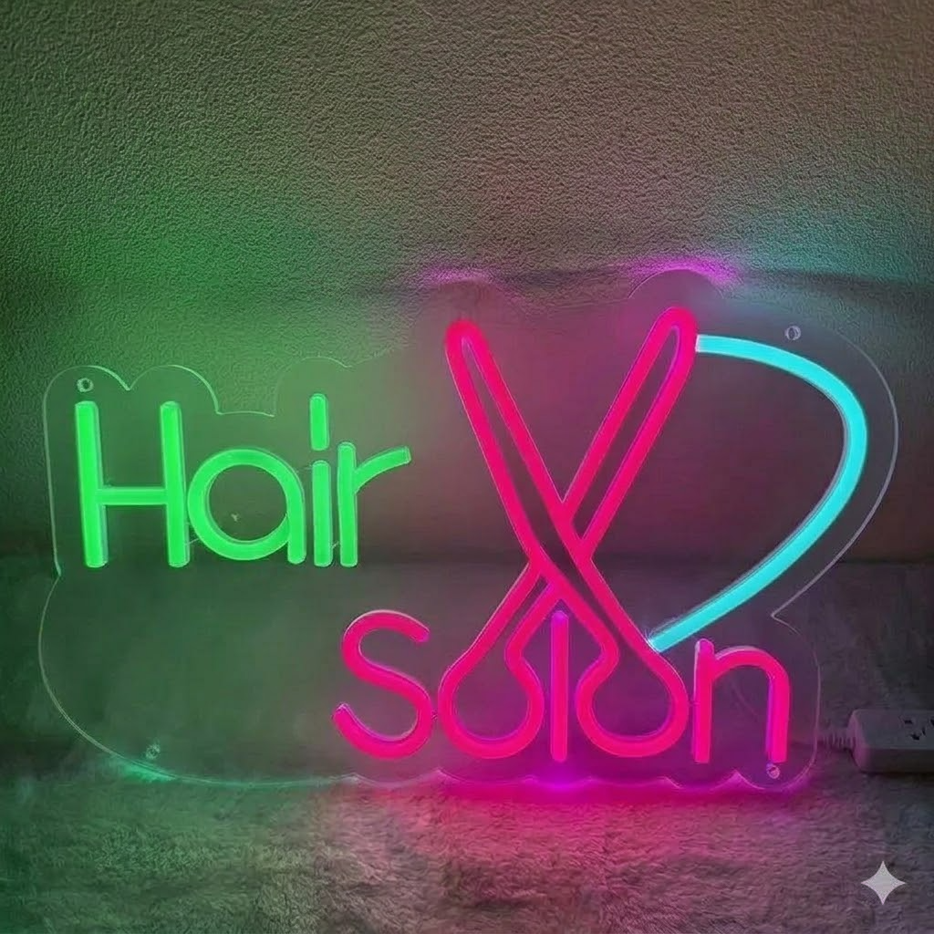 Hair Salon Neon Sign with Scissors LED Neon Light for Beauty Shop Wall Decor