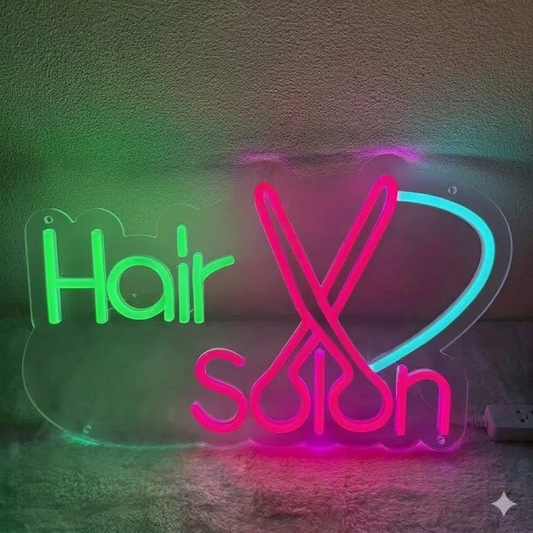 Hair Salon Neon Sign with Scissors LED Neon Light for Beauty Shop Wall Decor